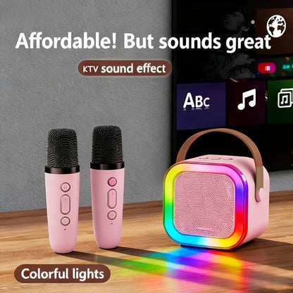 Karaoke Speaker Set with 2 Wireless Microphones & 1200mAh Battery – 3-Piece Portable KTV Party Bundle, Perfect Gift for Family Gatherings