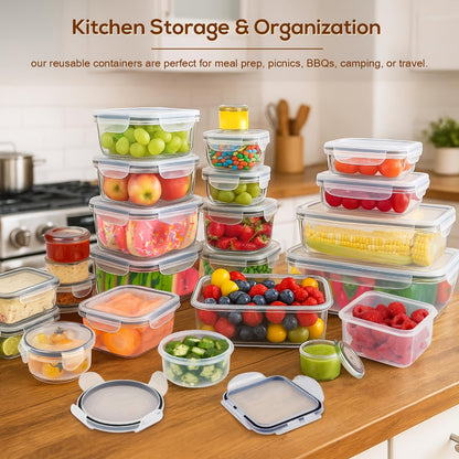 Food Storage Containers with Lids Airtight Plastic Meal Prep Containers Stackable Leak Proof BPA Free for Pantry Kitchen Refrigerator