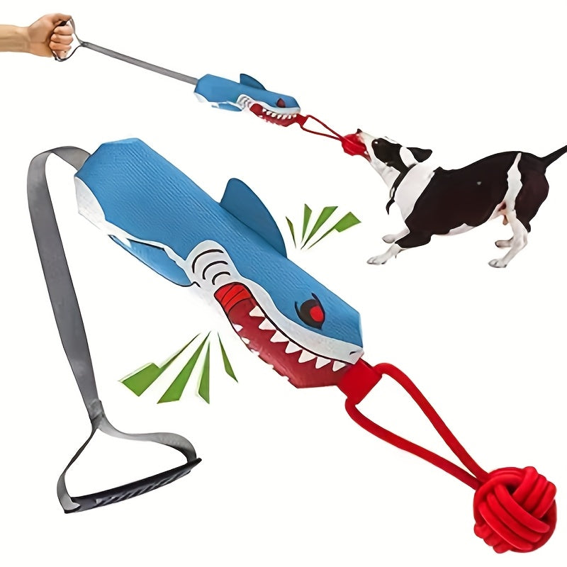 Dog Tug Rope Toy with Knotted Ball & Squeaker Interactive Tug-of-War Chew Toy for Medium Large Dogs – Training Rope Ball Toy in Corn Eagle