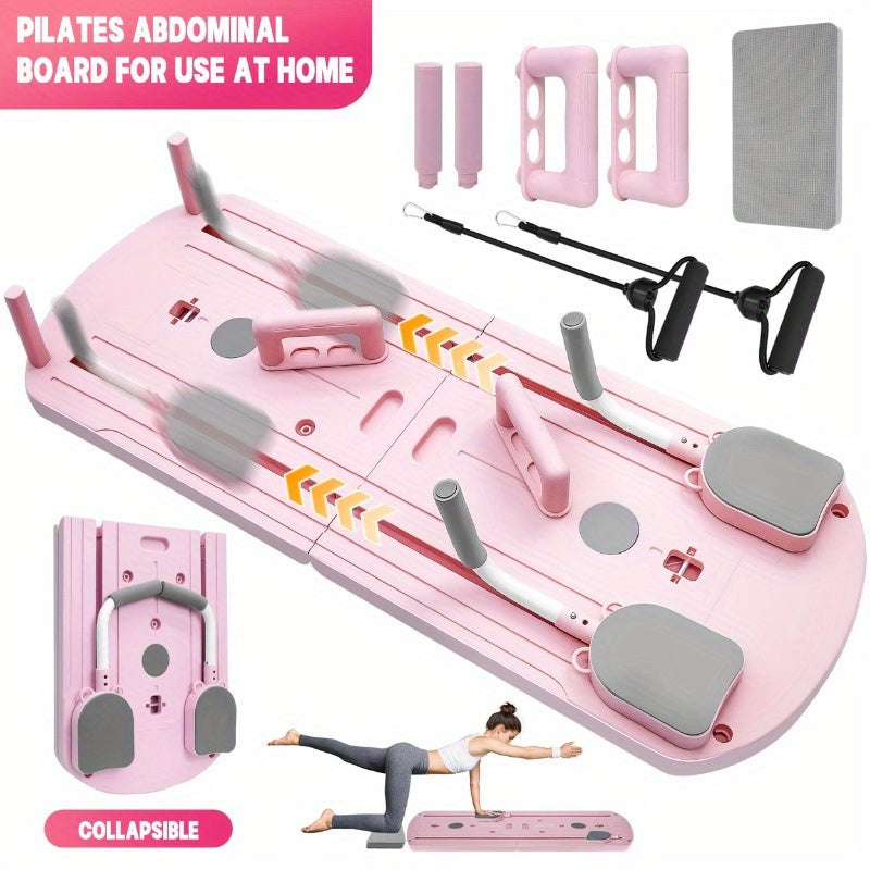 Home Pilates Training Board 8-in-1 – 350LB Capacity, PP Anti-Distortion, Foldable with Resistance Bands & Non-Slip Feet for Shoulders