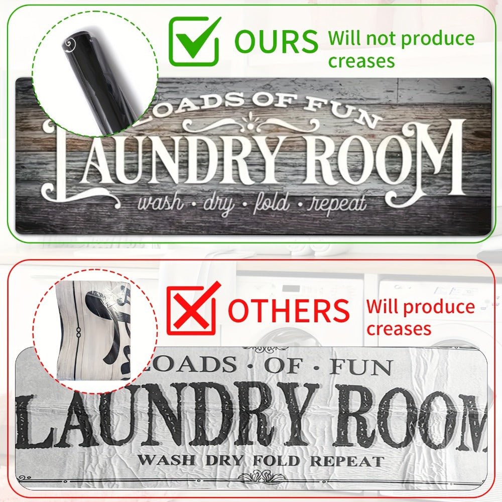 Farmhouse Laundry Room Runner Rug – Retro Kitchen & Bathroom Mat, Anti-Slip Floor Runner for Laundry Room
