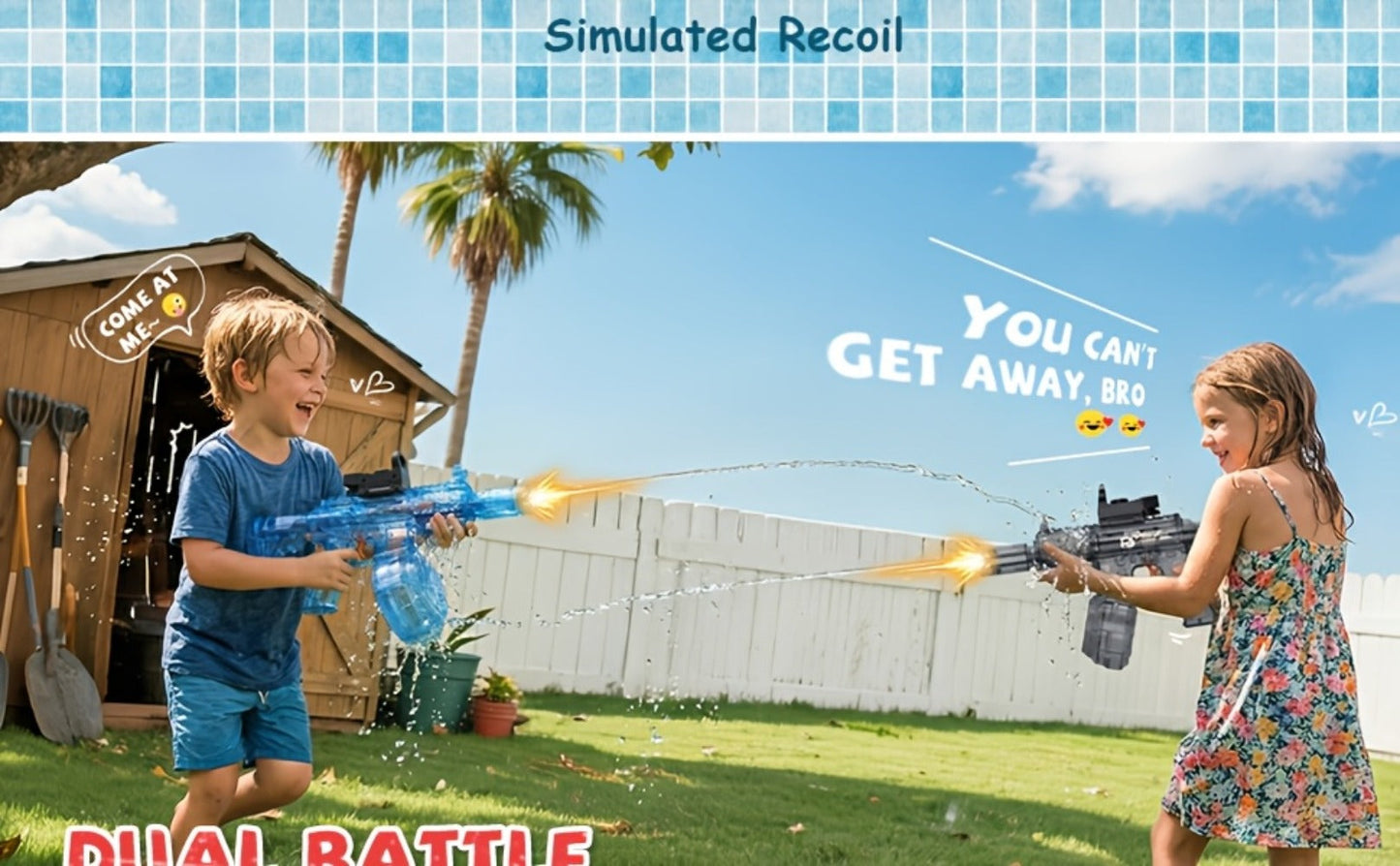 Electric Water Blaster with Detachable Round Reservoir, Sight Accessory and Black or Blue Body