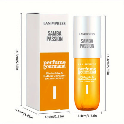 Hair & Body Perfume Mist for Women 3oz Samba Passion Gourmand Sweet Fragrance Spray Moisturizing Long Lasting Dual Use Fine Mist Travel Size