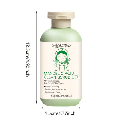 Mandelic Acid Facial Exfoliating Gel in a 200ml Green Pump Bottle for Face and Body Rinse-Off Use