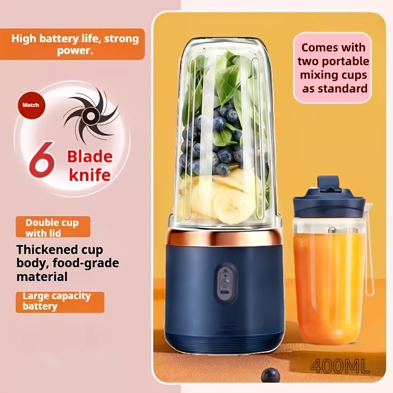 Six-Blade Portable Blender with Blue or Pink Single- and Double-Cup Checkout Configurations