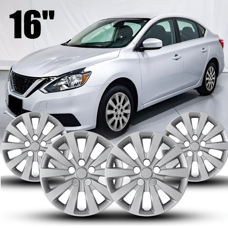 Hubcaps 4pcs Set – 15 Inch & 16 Inch Full Cover Wheel Hub Covers, Snap-On Easy Install, Universal Fit Steel Wheels for Sedan, SUV