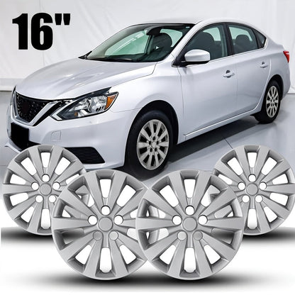Hubcaps 4pcs Set – 15 Inch & 16 Inch Full Cover Wheel Hub Covers, Snap-On Easy Install, Universal Fit Steel Wheels for Sedan, SUV