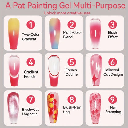 Gel Nail Polish 4-in-1 Nine-Color Palette for Ombre, Stamping, Painting and Powder Nail Art