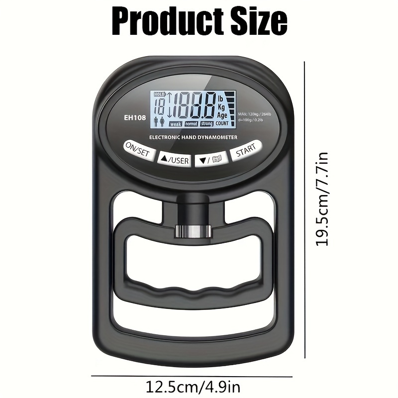 Fitness Equipment Electronic Hand Grip Dynamometer with LCD Adjustable Handle and 120kg Range