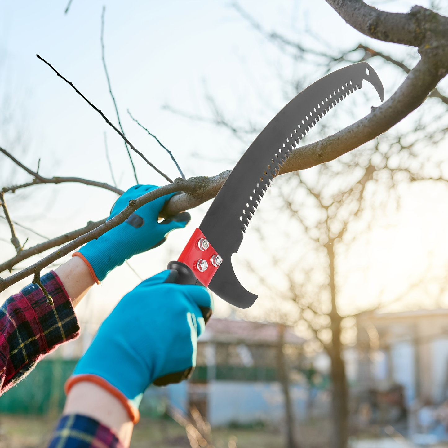 26FT Manual Pole Saw with Pruner & Bag for Garden, Patio and Yard Use, with the Listed Configuration