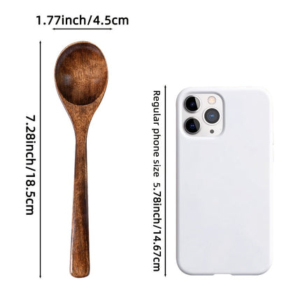Kitchen Utensils Set of Eight 7.28in Natural Wood Spoons for Coffee, Tea, Dessert and Table Serving