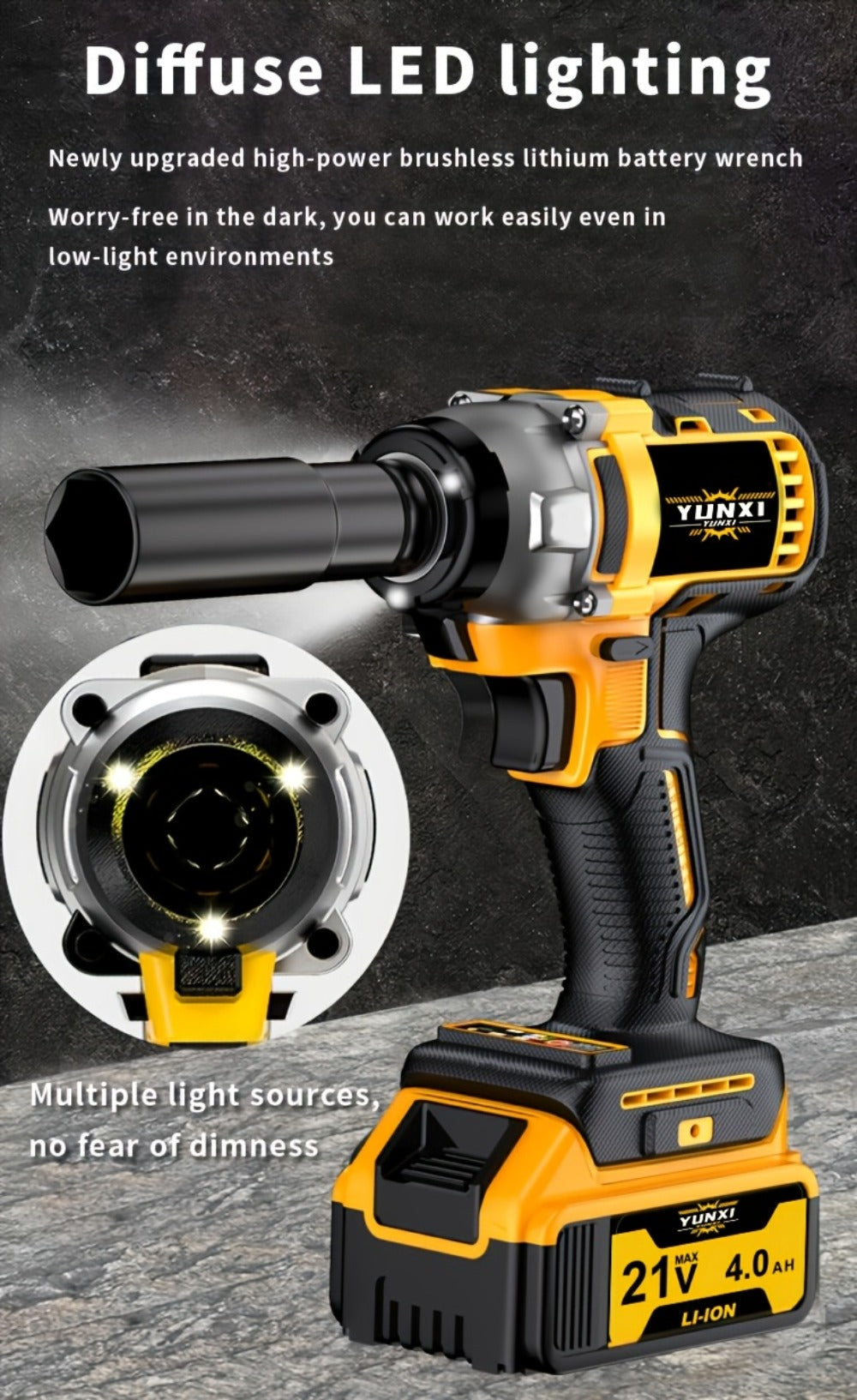 Cordless Impact Wrench Set with Charger Lithium-Ion Portable Electric Wrench Quick Charge for Home for Home, Garage and DIY Projects