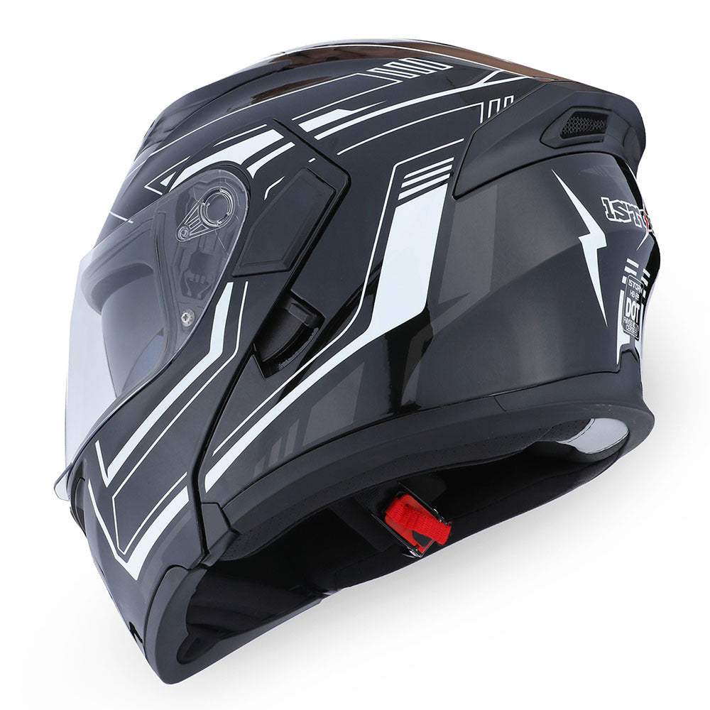 Motorcycle Helmet Modular Flip-Up Full-Face Shell with Dual Visors, S-XL Sizes and Arrow, Storm or Glossy Styles