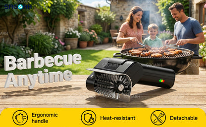 Electric BBQ Grill Brush Cordless Rechargeable Grill Cleaner with 800 RPM Rotating Head, 2000mAh Battery