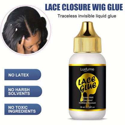 Wig Glue Latex Free 1.28oz Lace Front Traceless Sweat Rain Resistant All Day Wear Sensitive for Home, Travel and Salon Hair Styling