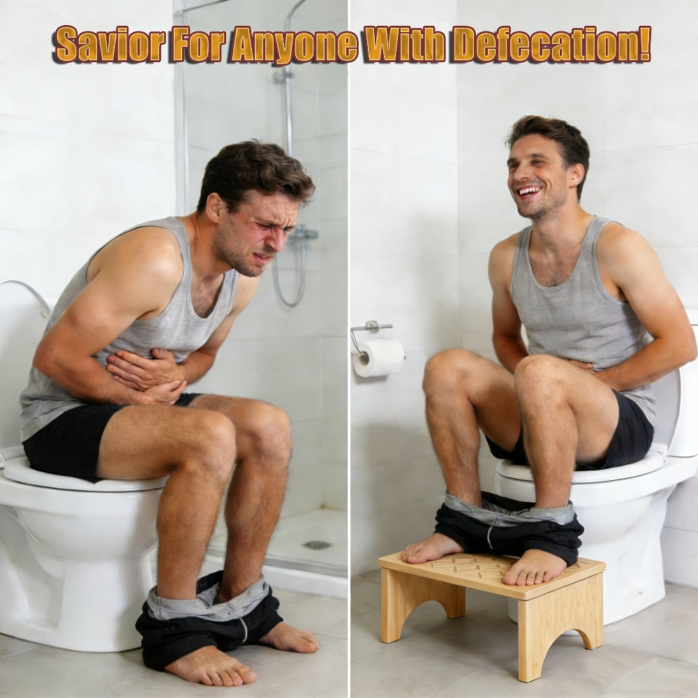 Toilet Stool Foldable Bamboo Squatting Stool – Ergonomic 7-Inch Height for Natural Constipation Relief | Collapsible Non-Slip Bathroom