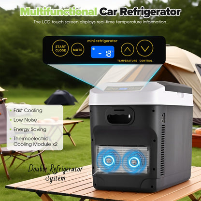 Portable Car Refrigerator Cooler & Warmer, 12V/24V DC & 120V AC Thermoelectric Fridge with Dual-Core Cooling