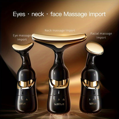 Facial Massager 3-in-1 with Interchangeable Heads for Face Neck Eyes for Home or Salon Spa Use