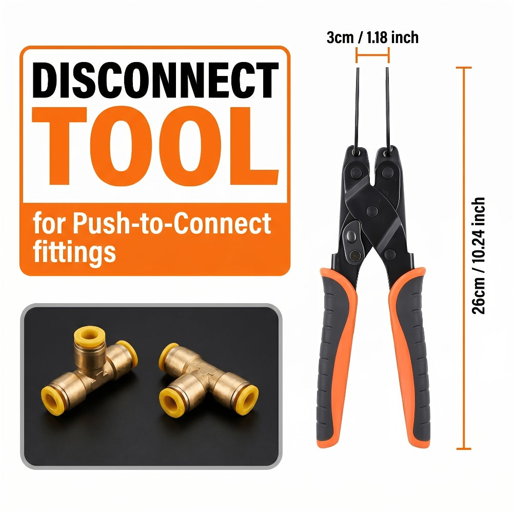 Push to Connect Pipe Disconnect Tool – Quick Release Disassembly Pliers for PEX PVC Copper Fittings 1/2” 3/4” 1” Carbon Steel Ergonomic