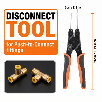 Push to Connect Pipe Disconnect Tool – Quick Release Disassembly Pliers for PEX PVC Copper Fittings 1/2” 3/4” 1” Carbon Steel Ergonomic