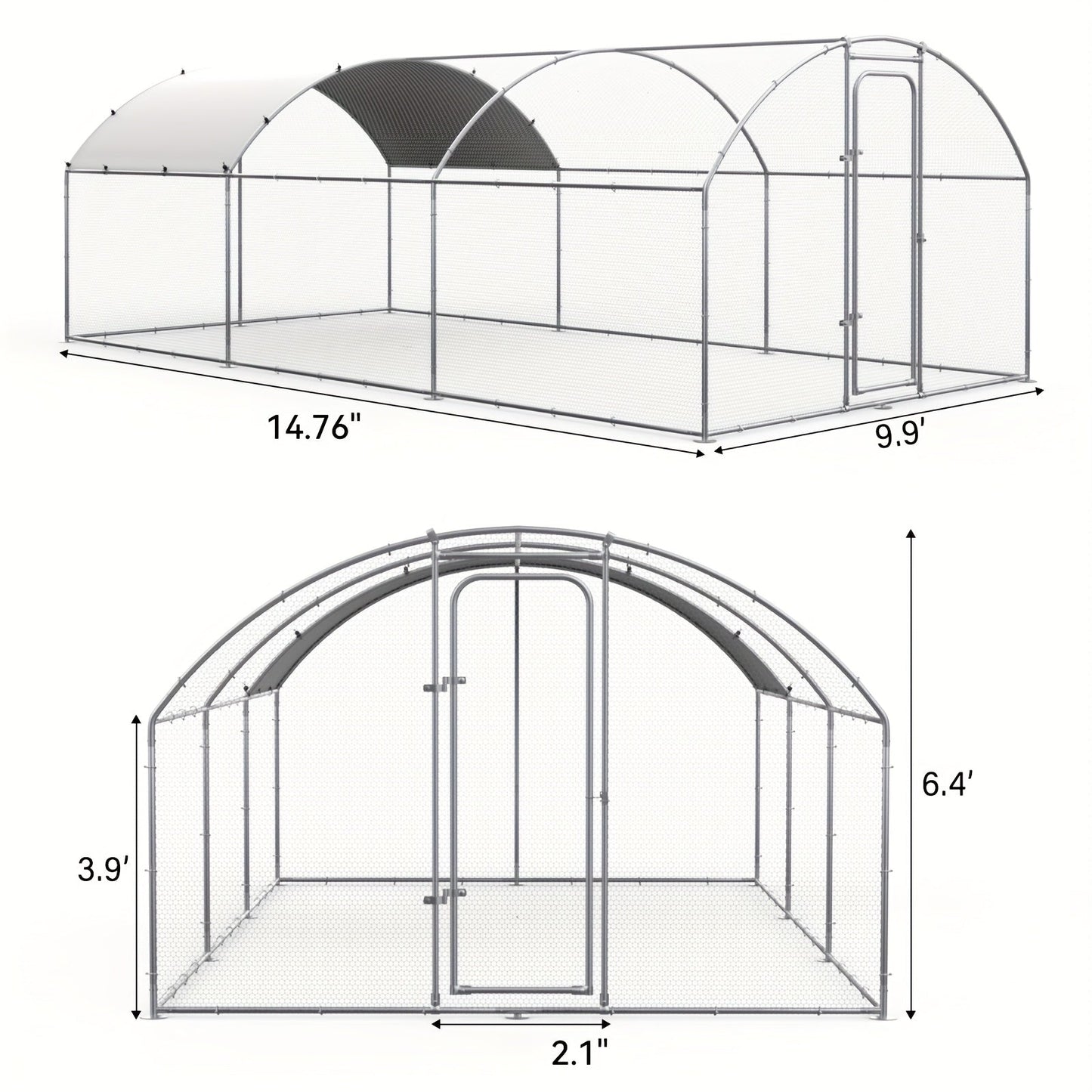 Walk-in Chicken Pen Large Metal Outdoor Poultry Enclosure Cover Yard Cage for Chickens Ducks Rabbits 3 Sizes Available