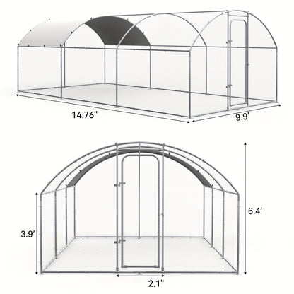 Walk-in Chicken Pen Large Metal Outdoor Poultry Enclosure Cover Yard Cage for Chickens Ducks Rabbits 3 Sizes Available