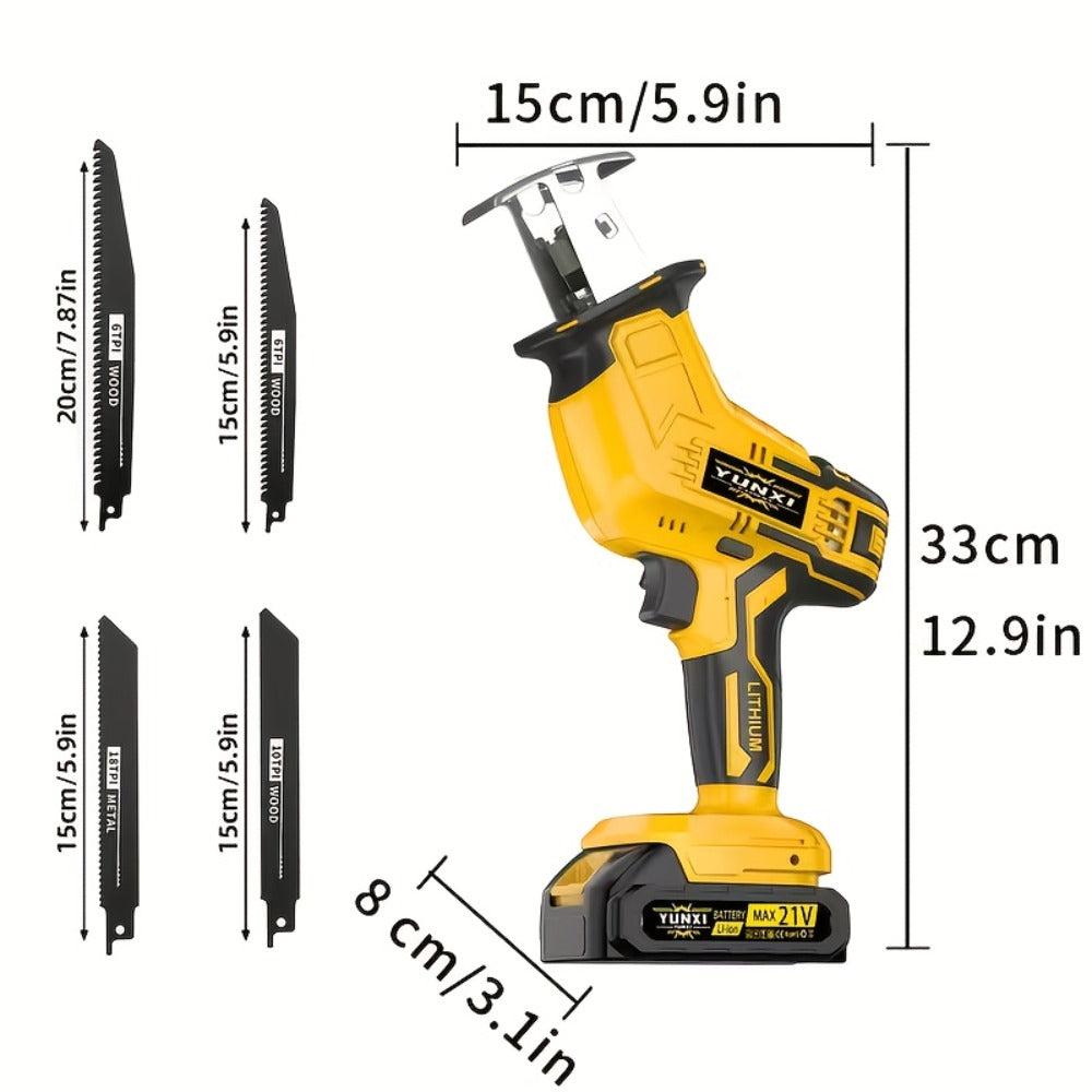 Cordless Reciprocating Saw - Electric Reciprocating Saw with Safety Lock, Large Battery & Charger