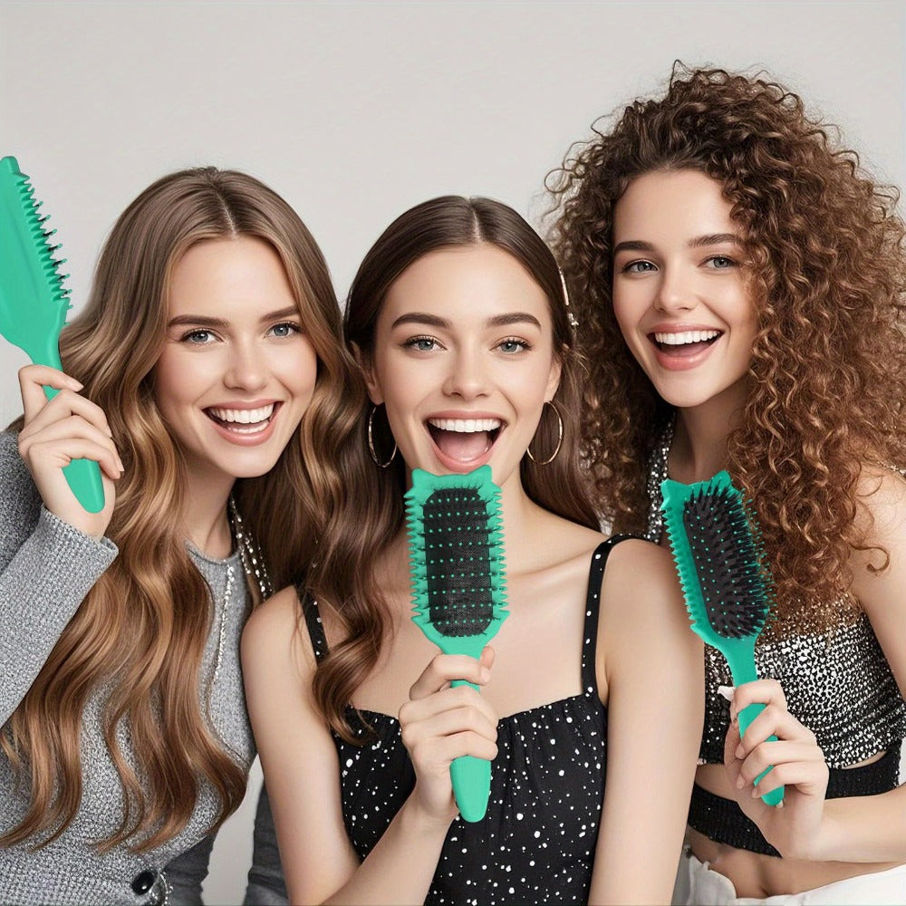 Detangling Brush for Curly Wavy Coily Hair 1 or 2 Pcs – Flexible Bristles Reduce Breakage & Frizz, Gentle Scalp Massage