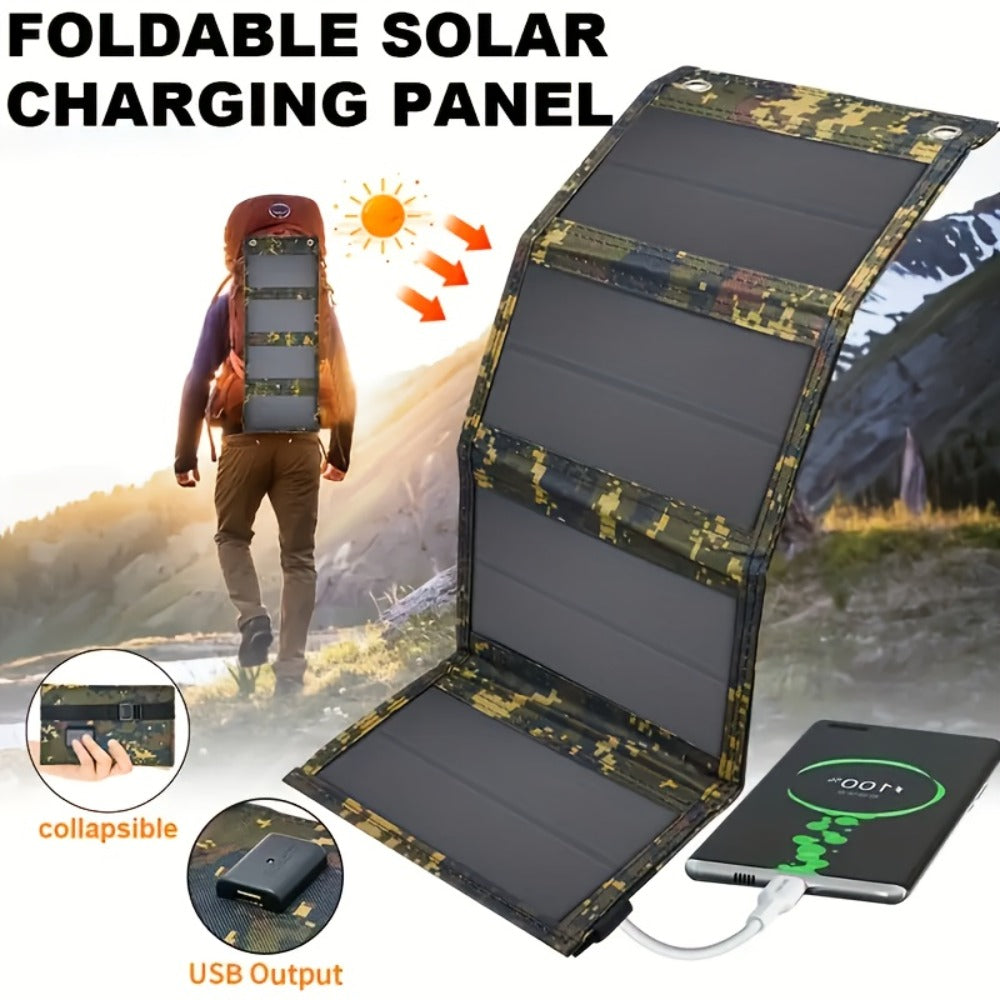 Portable Folding Solar Panel Charger with USB Port, 20% Monocrystalline Silicon Efficiency