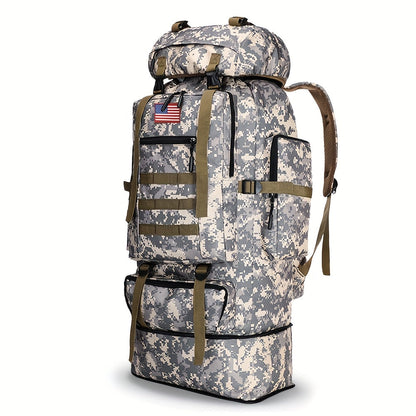 100L-Labeled Tall Tactical Rucksack with Roll-Top Compartment, Lower Pouch and Five Color Options