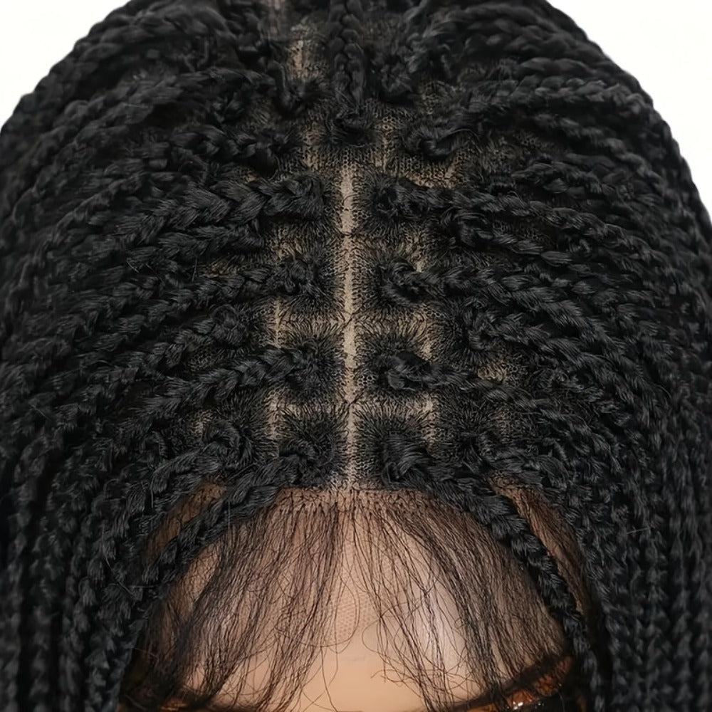 Thirty-Inch Box-Braid Wig with 360 Lace Cap and Four Black, Blonde, Burgundy or Auburn Options