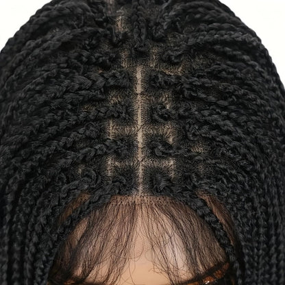 Thirty-Inch Box-Braid Wig with 360 Lace Cap and Four Black, Blonde, Burgundy or Auburn Options