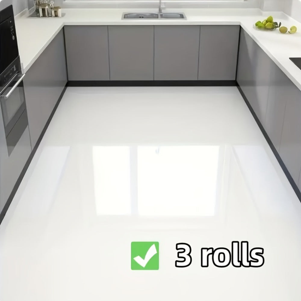 Self-Adhesive Marble Vinyl Floor Wallpaper 3 Rolls 23.62x197.75in – Oil-Proof Anti-Slip, for Entryways, Bedrooms and Living Spaces