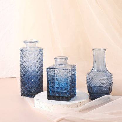 Bud Vases Set of 18 Blue Vintage Glass Small Flower Vases for Centerpieces – Rustic Farmhouse Table Decor for Home, Wedding