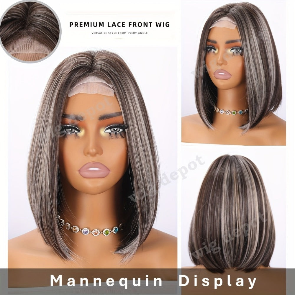 Synthetic Wig 4x1 U-Part Lace Front Bob, 14-Inch Middle Part with Six Color Choices for Cosplay
