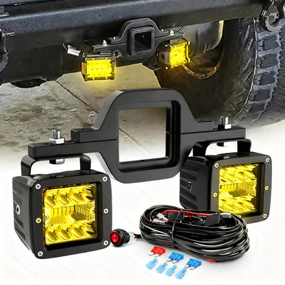 4-Inch LED Off-Road Spot Driving Lights 60W 1260LM Die-Cast Aluminum with Tow Hitch Bracket & 12ft Wiring Harness Kit for Trucks SUVs ATVs