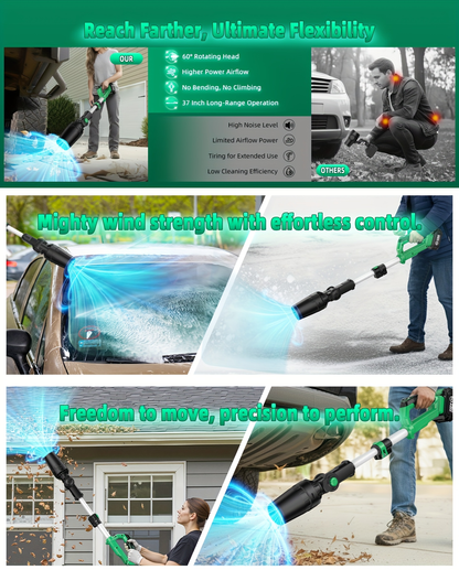 KIMO 20V Cordless Leaf Blower with Telescoping Tube, Three-Speed Label, Charger and One- or Two-Battery 4000mAh Sets