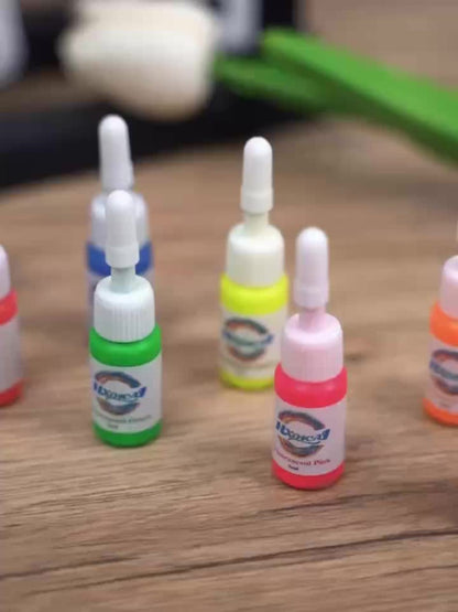 Tattoo Ink 8-Color UV Fluorescent Set with 5ml Bottles and Full Neon Color Range with Item-Specific Color, Capacity and Bottle Choices