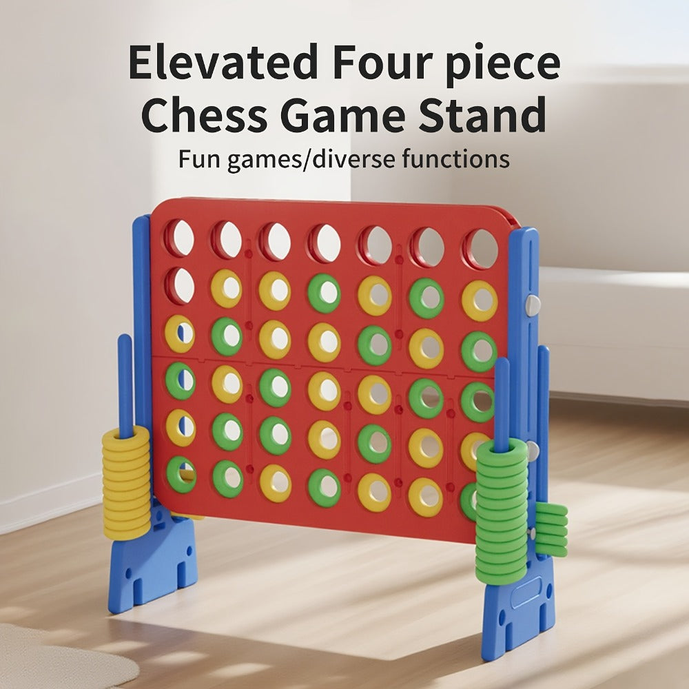 Height Adjustable Giant Connect 4 Game 33-37 Inch, Jumbo 4-in-a-Row Outdoor Yard Game with Quick Release Slider for Teens