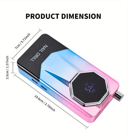 Electric Nail Drill 45000 RPM USB Rechargeable Kit with LCD, Forward Reverse and Three Finishes