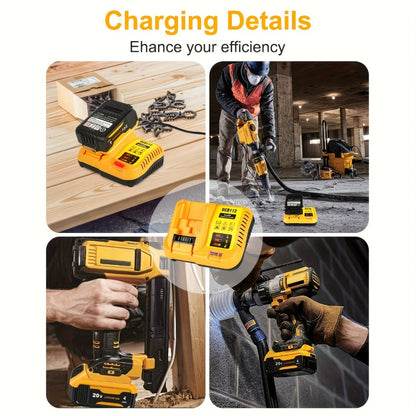 Yellow 12V/20V MAX Battery Charger Compatible with Select DeWalt DCB Batteries and 22V 2A Output Label