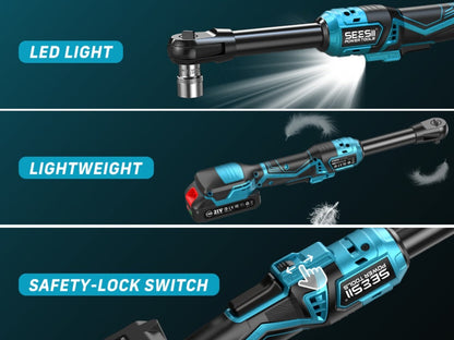 21V Power Ratchet Wrench Set 3/8'' Drive, 59 Ft-lbs 400 RPM Cordless Electric Ratchet, Variable Speed Trigger