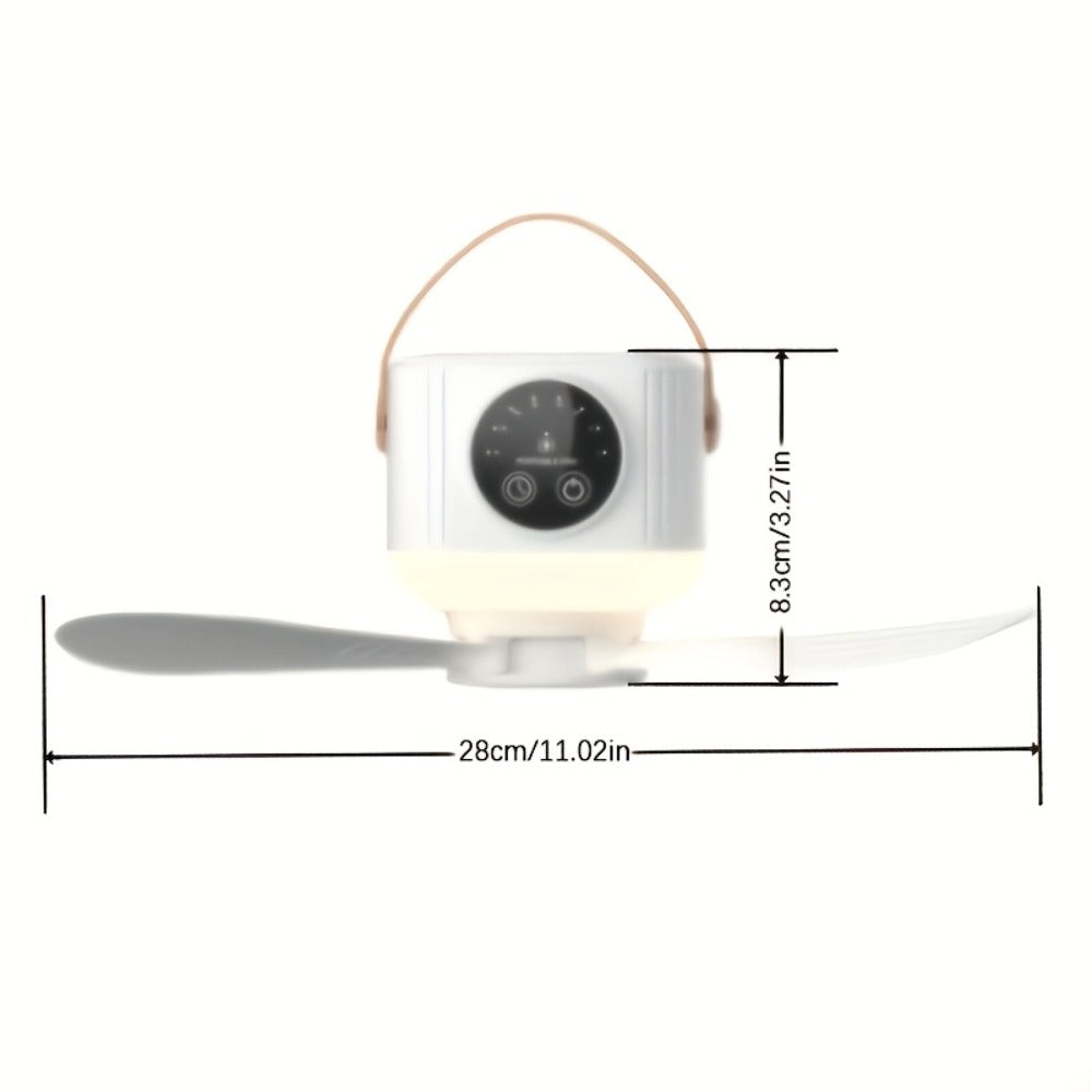 Camping Fan with Light & USB Rechargeable, Portable Outdoor Tent Fan with Tripod Stand, Detachable Blades
