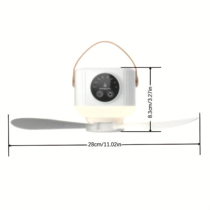 Camping Fan with Light & USB Rechargeable, Portable Outdoor Tent Fan with Tripod Stand, Detachable Blades