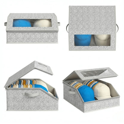 Baseball Cap Organizer for Closet, Large Hat Storage Box Holds 24 Ball Caps, Clear Window, Dustproof