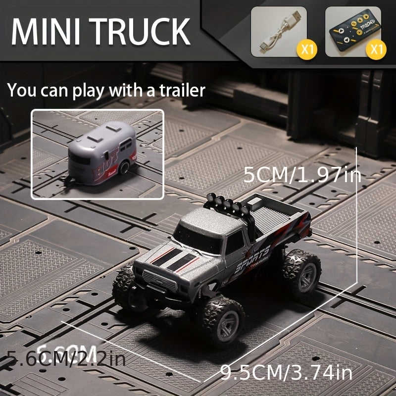 1:64 Scale Mini RC Car Alloy Off-Road Truck with Shock Absorbers – Pocket-Sized Remote Control Car for Boys Ages 6 7 8 9 10