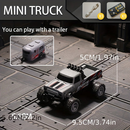 1:64 Scale Mini RC Car Alloy Off-Road Truck with Shock Absorbers – Pocket-Sized Remote Control Car for Boys Ages 6 7 8 9 10