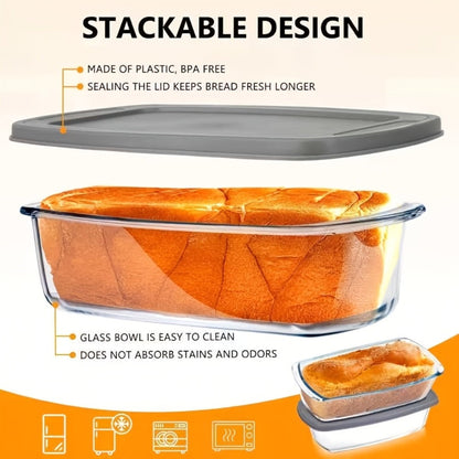 Glass Baking Dish with Lid, 1.9 Qt Rectangular Glass Loaf Pan with Handles, Oven & Airtight Food Storage Container