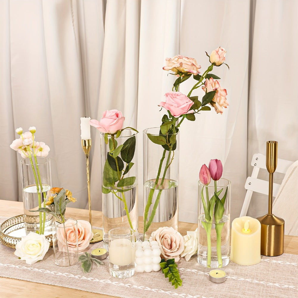 Clear Glass Cylinder Vases 18 36pcs – 4 8 12 Inch Tall Multiple Size Flower Vase for Wedding Centerpiece Table Party Hurricane Floating