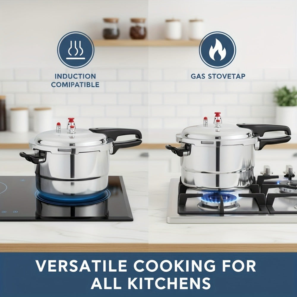 Aluminum Pressure Cooker Stovetop - 4.5Qt & 8Qt with Exhaust Valve & Multiple Safety Protections